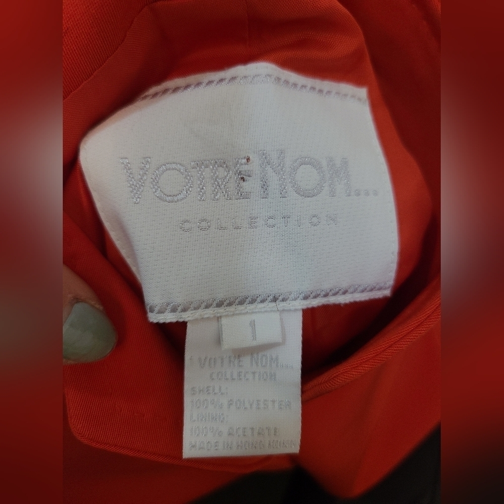 Votre Nom Collection Red Orange Button Up High Collar Blazer - Picture 4 of 4